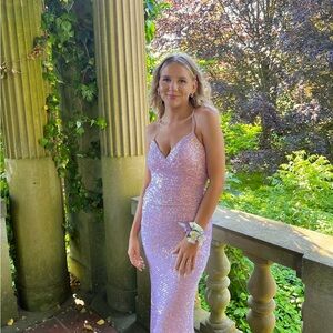 Pink Sequin Prom Dress